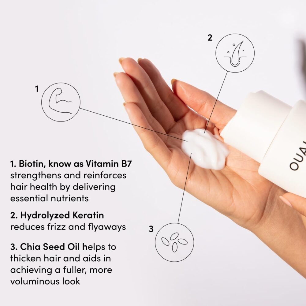 مجموعة شامبو وبلسم OUAI للشعر الرقيق - شامبو وبلسم خالي من الكبريتات للشعر الرقيق - يحتوي على الكيراتين، جذر المارشميلو، زبدة الشيا وزيت الأفوكادو - خالي من البارابين والفثالات (10 أوقية) - الصورة 5