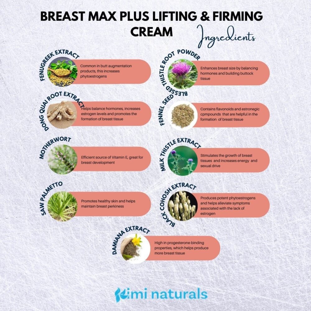 كريم Kimi Naturals Breast Max Plus لتكبير وشد الصدر (120 مل) - الصورة 4
