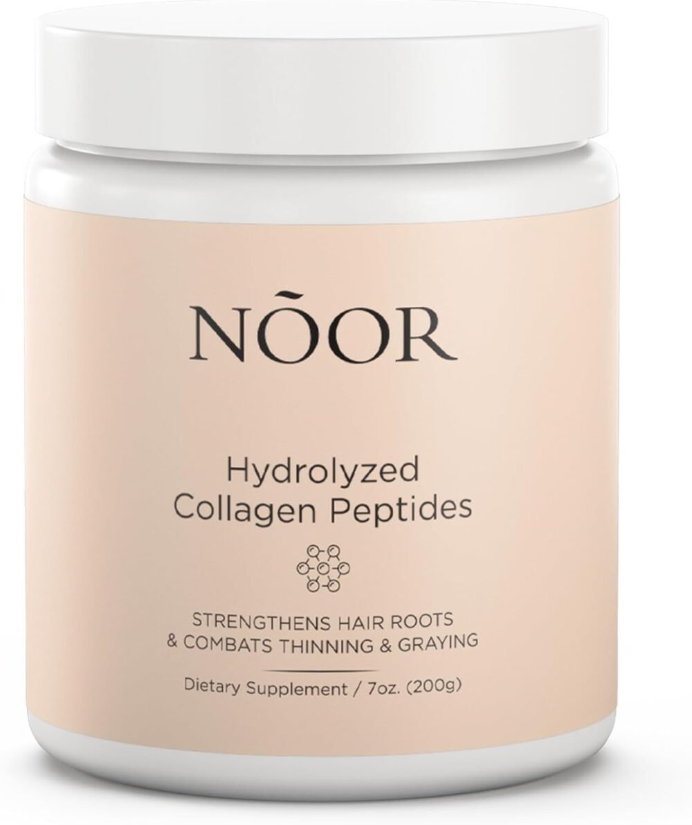 NOOR HAIR ببتيدات الكولاجين المهدرجة لعلاج الشعر المتطاير والتالف - كولاجين من النوع I, II, III, V, X للنساء، لمنع تساقط الشعر والترقق