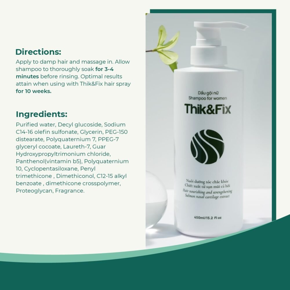 شامبو Thik&Fix لتكثيف الشعر ونموه للنساء - يعيد دورة النمو ويعالج تساقط الشعر بفعالية - 15.2 أونصة - الصورة 4