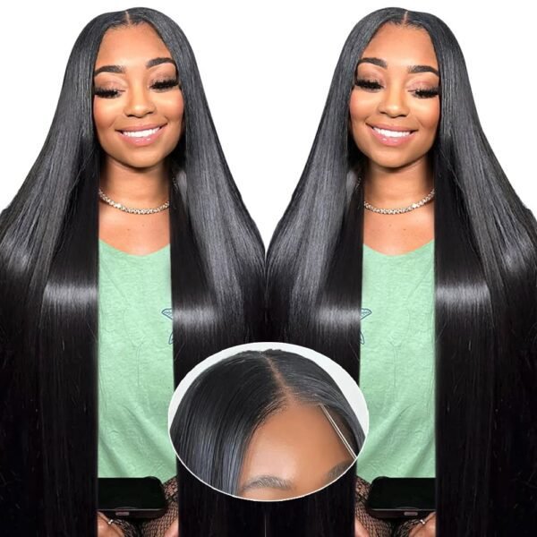 وِيج جاهز للاستخدام 6x4 كثافة 250% بدون غراء شعر بشري 28 إنش مغلق مع جزء متوسط، شعر بشري طبيعي للنساء السود، وِيج مُقَصَّد وجاهز للاستخدام