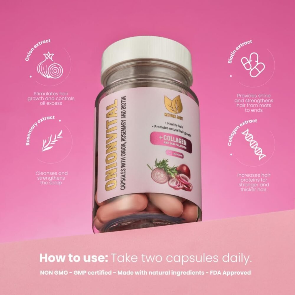 مجموعة شامبو البصل والبيوتين مع إكليل الجبل x 2 + مكمل غذائي لنمو الشعر - الصورة 3