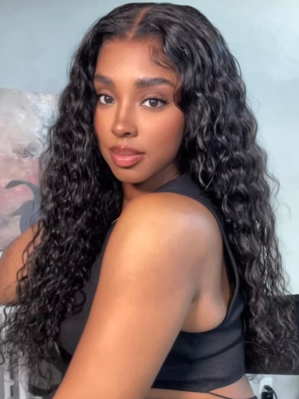 ⁦باروكة شعر بشري 5x5 غطاء أمامي HD، 20 بوصة، تموجات مائية عميقة، كثافة 180%، بدون غراء، مع عقد مبيضة مسبقًا، تتناسب مع جميع درجات البشرة⁩ - الصورة ⁦2⁩