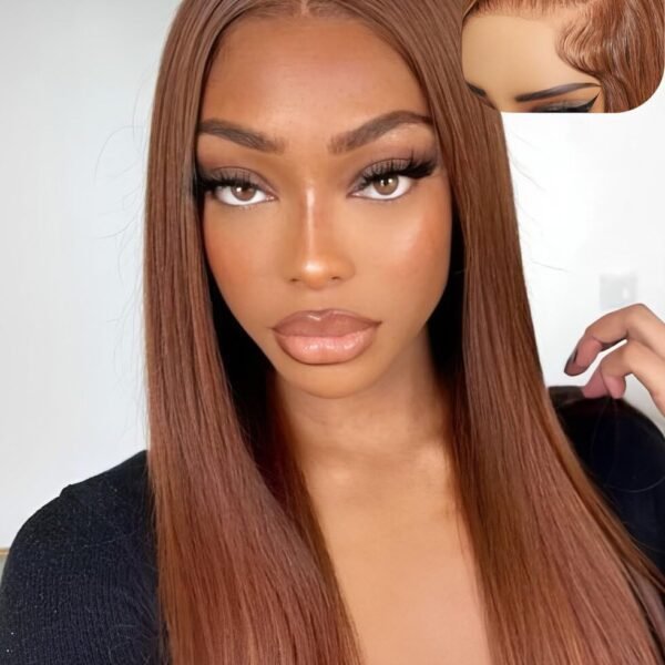 باروكة شعر بشري UNICE بني نحاسي مستقيم، بدون غراء، 13x4 غطاء أمامي، 20 بوصة