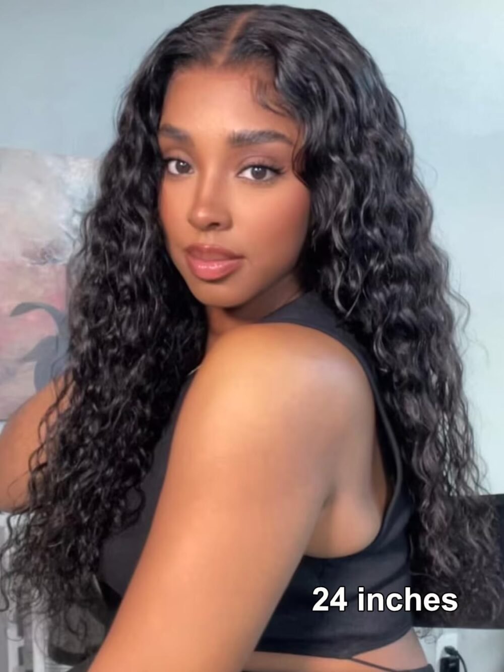 ⁦باروكة UNICE شعر بشري كيرلي بتأثير الأمواج المائية - رباط 7x5، بدون غراء، مشذبة مسبقًا مع شعر صغير، 20 بوصة⁩ - الصورة ⁦3⁩