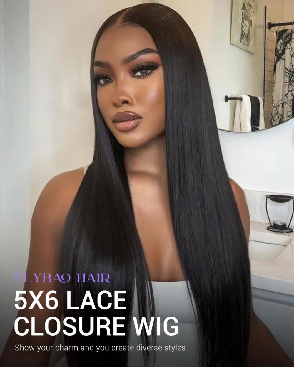 باروكة مستقيمة 5x6 دانتيل أمامي من شعر طبيعي بدون غراء - 24 بوصة - الصورة 2