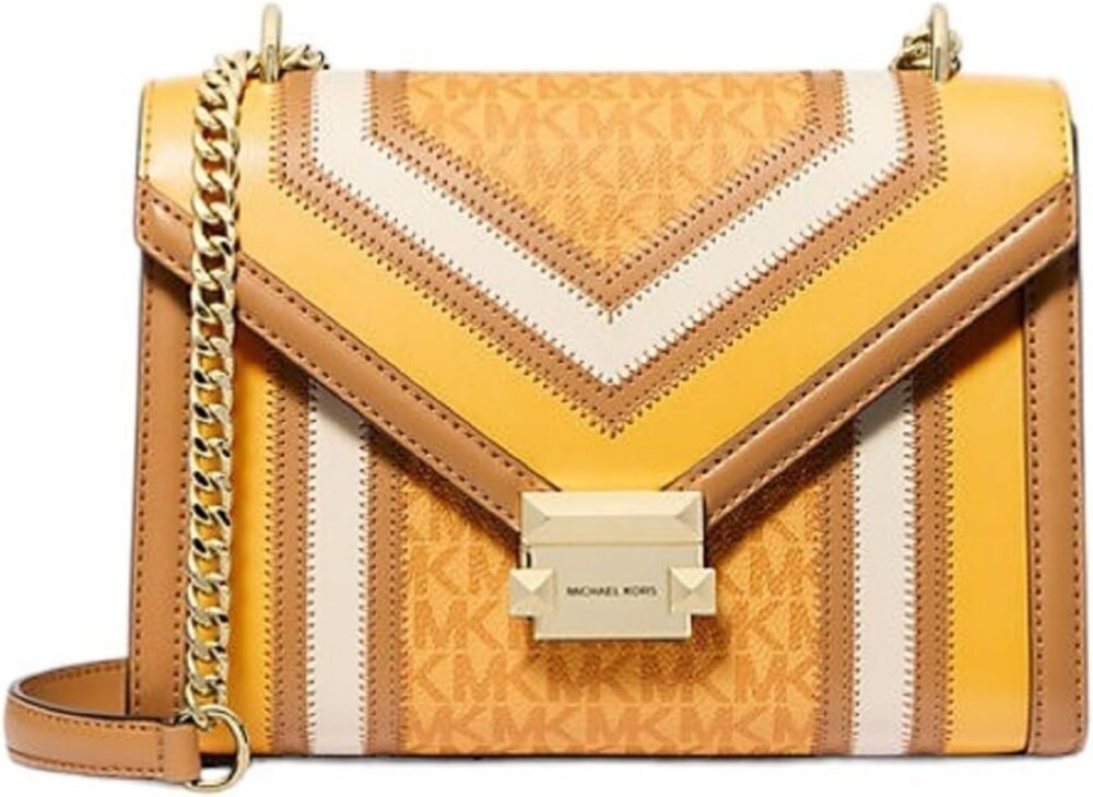 حقيبة "مايكل كورس" "ويتني" متوسطة الحجم مع تصميم بلونين وشعار العلامة