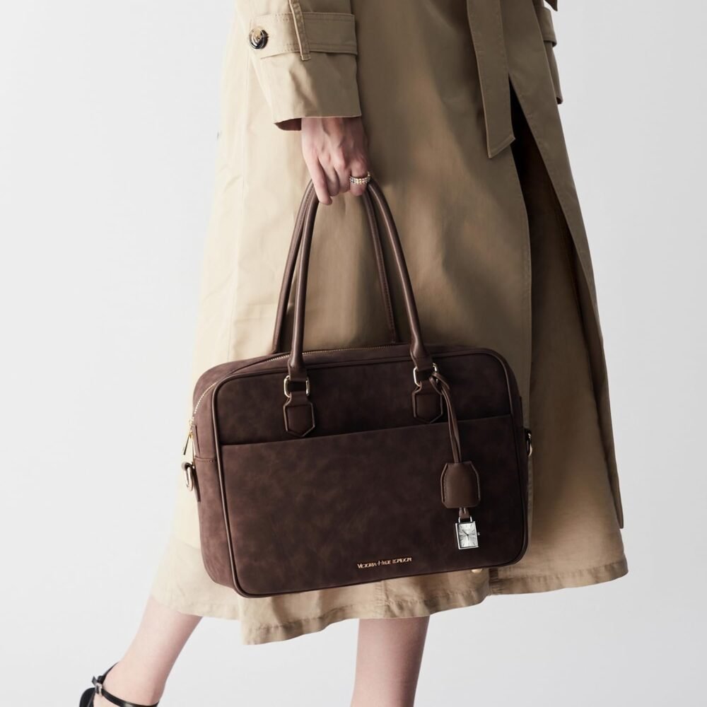 حقيبة "فيكتوريا هايد" للنساء من الجلد مع ساعات مربعة - الصورة 6