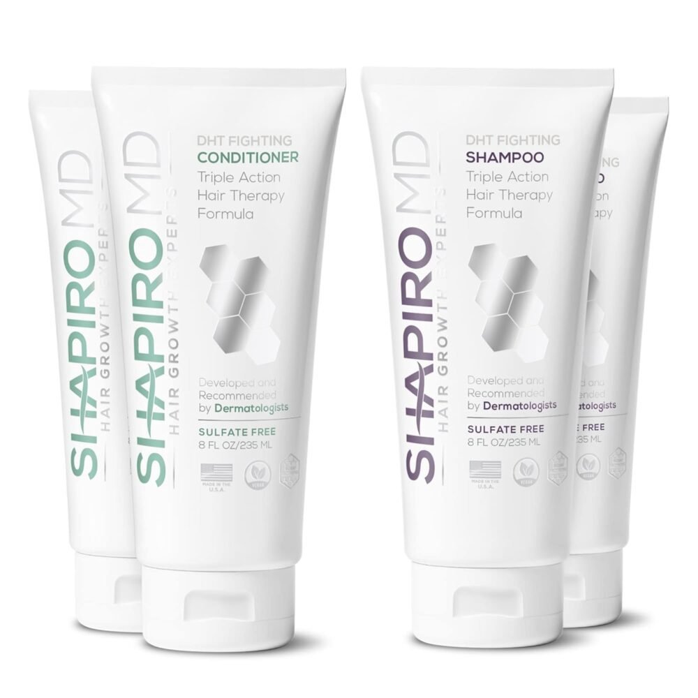 شامبو وبلسم مكافحة تساقط الشعر | تركيبة نباتية لمحاربة DHT للشعر الرقيق والمخفف من تطوير أطباء الجلد | تجربة شعر أكثر صحة وكثافة ومظهراً أكثر سماكة - شابيرو إم دي | عبوة شهرين