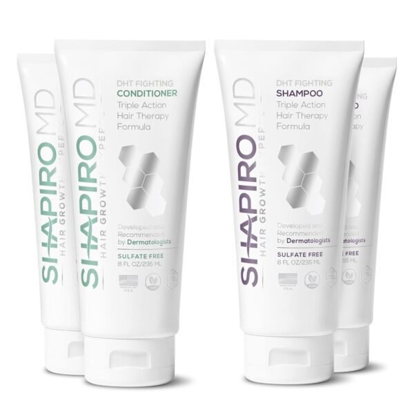 شامبو وبلسم مكافحة تساقط الشعر | تركيبة نباتية لمحاربة DHT للشعر الرقيق والمخفف من تطوير أطباء الجلد | تجربة شعر أكثر صحة وكثافة ومظهراً أكثر سماكة - شابيرو إم دي | عبوة شهرين