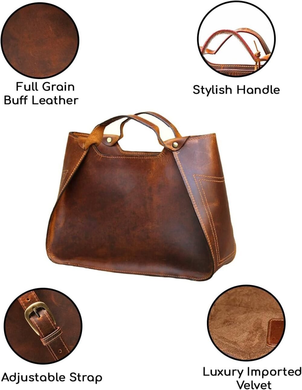 حقيبة توت نسائية من الجلد الكامل الفاخر - الصورة 3