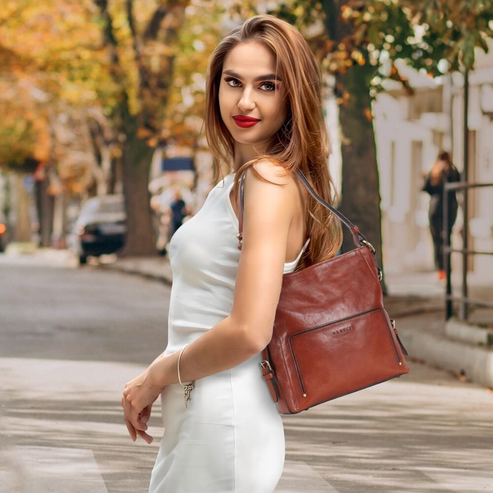 حقيبة "بانيونسي" الجلدية الإيطالية الكاملة للنساء، حقيبة هوبو أنيقة مع حزام قابل للتحويل - الصورة 2