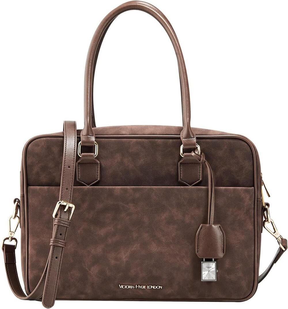 حقيبة "فيكتوريا هايد" للنساء من الجلد مع ساعات مربعة