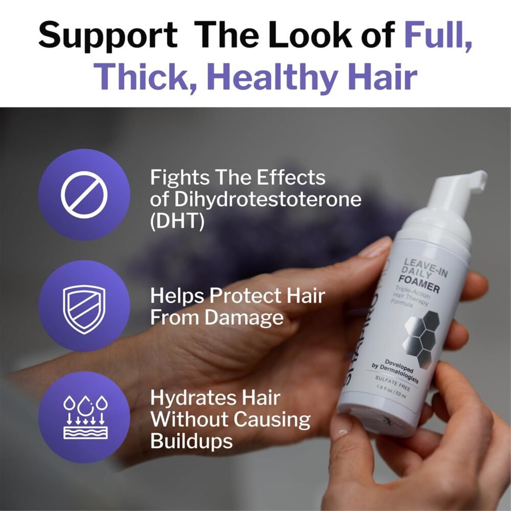 رغوة Hair Loss Leave-In Daily Foam لعلاج تساقط الشعر اليومية | تركيبة نباتية مقاومة لـ DHT للشعر الرقيق | تم تطويرها من قبل أطباء الجلد | للحصول على شعر أكثر صحة وكثافة - Shapiro MD | مدة 4 أشهر - الصورة 3