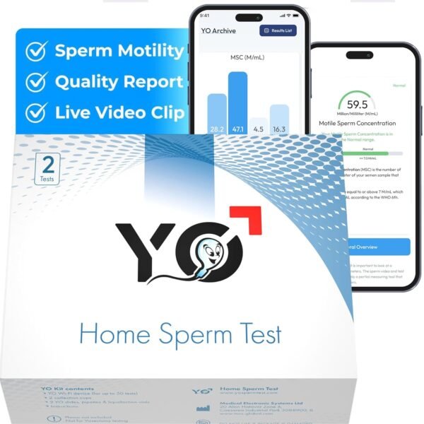 YO Home Sperm Test | اختبار خصوبة في المنزل للرجال | تحقق من المعايير الرئيسية بدقة 97% | نتائج سريعة باستخدام هاتفك الذكي | يتضمن اختبارين | خاص، مريح، وسهل الاستخدام