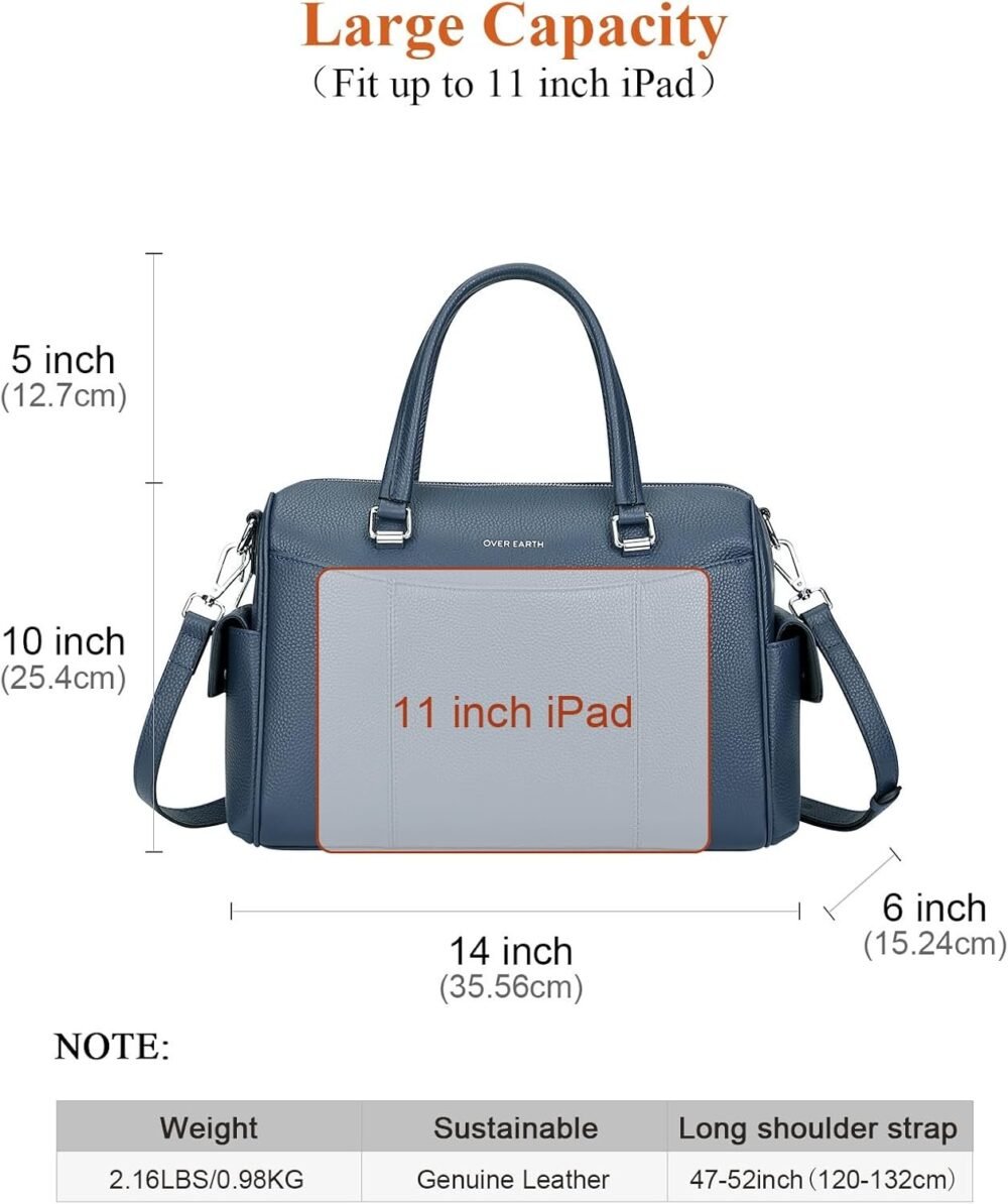 حقيبة "أوفر إيرث" ساتشيل جلد طبيعي للنساء، حقيبة يد علوية للكتف - الصورة 4
