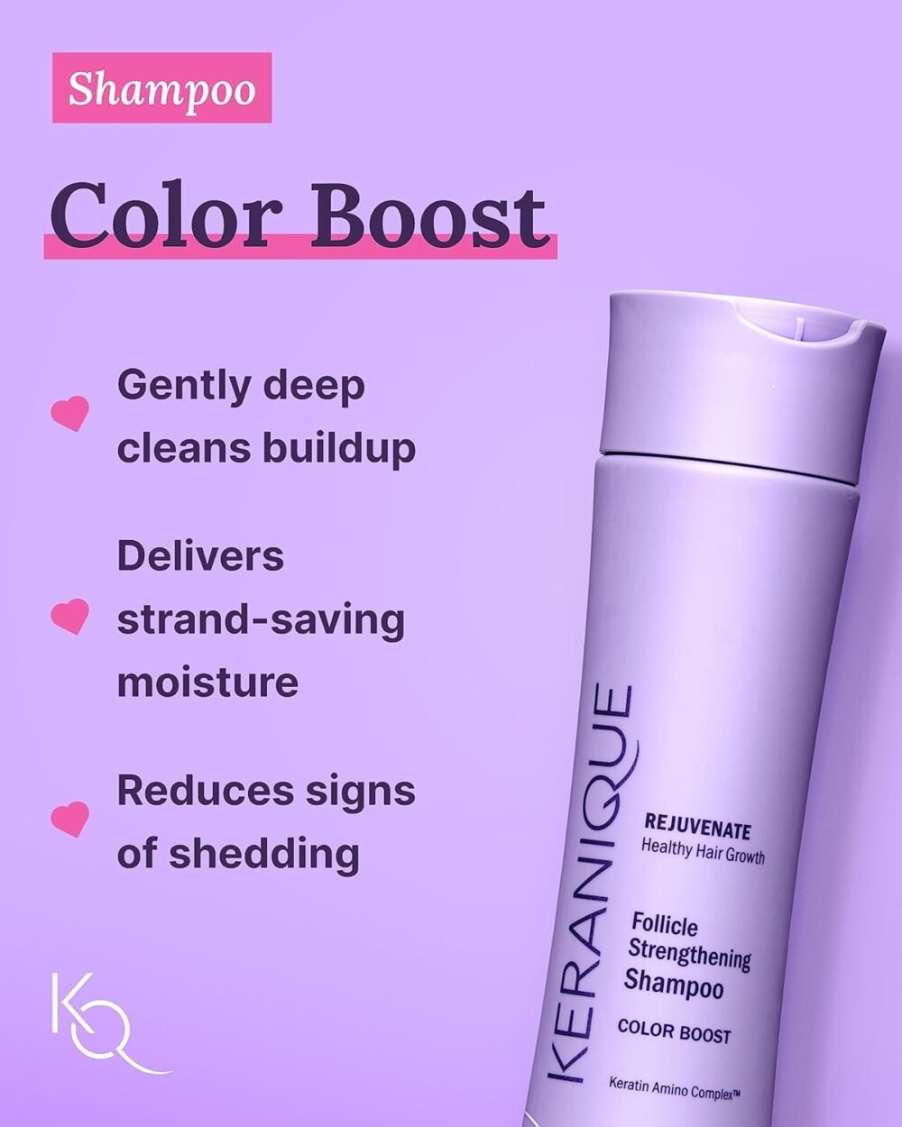 مجموعة Keranique للعناية بالشعر المصبوغ – شامبو وبلسم مع سيروم معزز للبصيلات - مجموعة غنية بالكيراتين لتعزيز لون الشعر مع شامبو وبلسم ورذاذ تكثيف للشعر المصبوغ والخفيف - الصورة 3