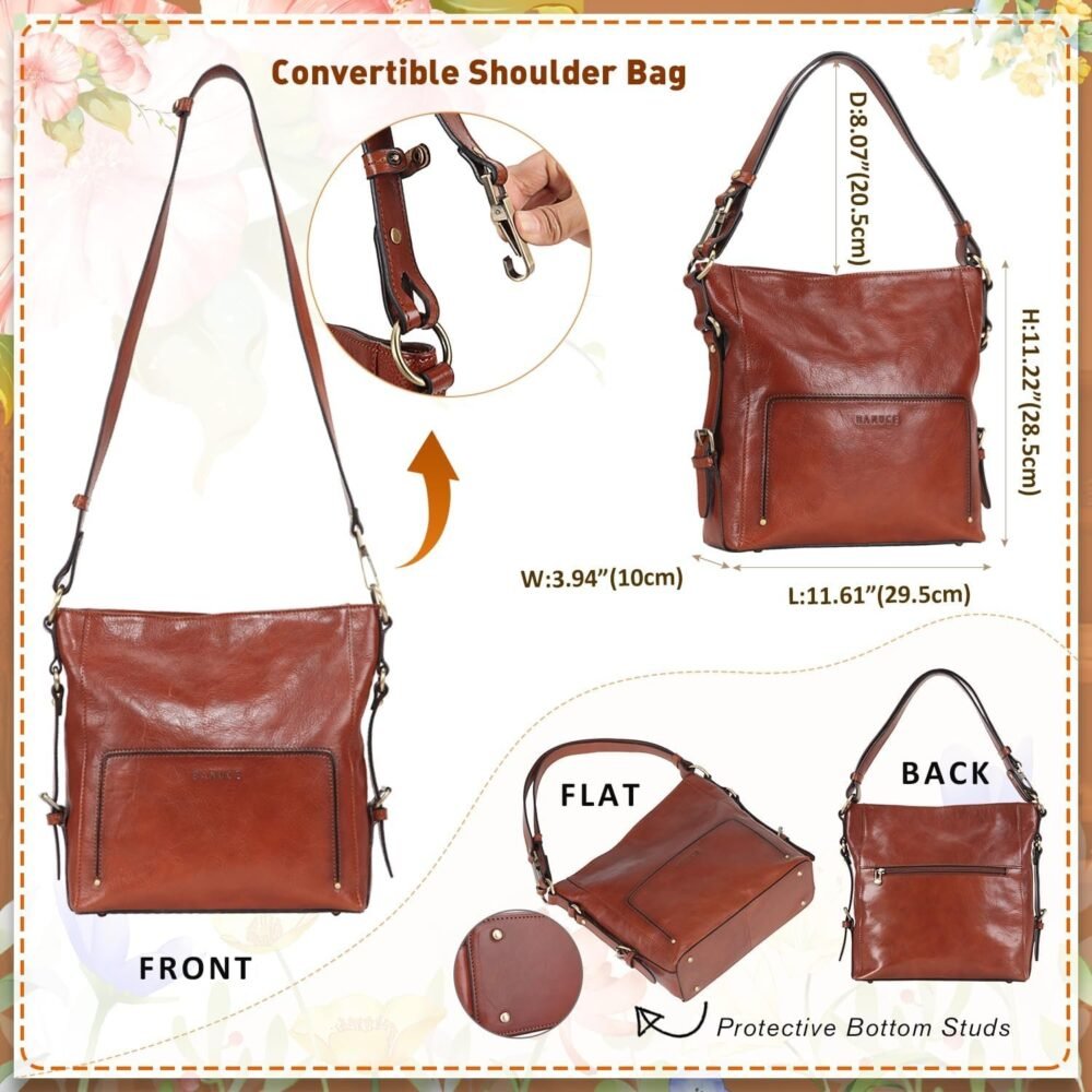 حقيبة "بانيونسي" الجلدية الإيطالية الكاملة للنساء، حقيبة هوبو أنيقة مع حزام قابل للتحويل - الصورة 6