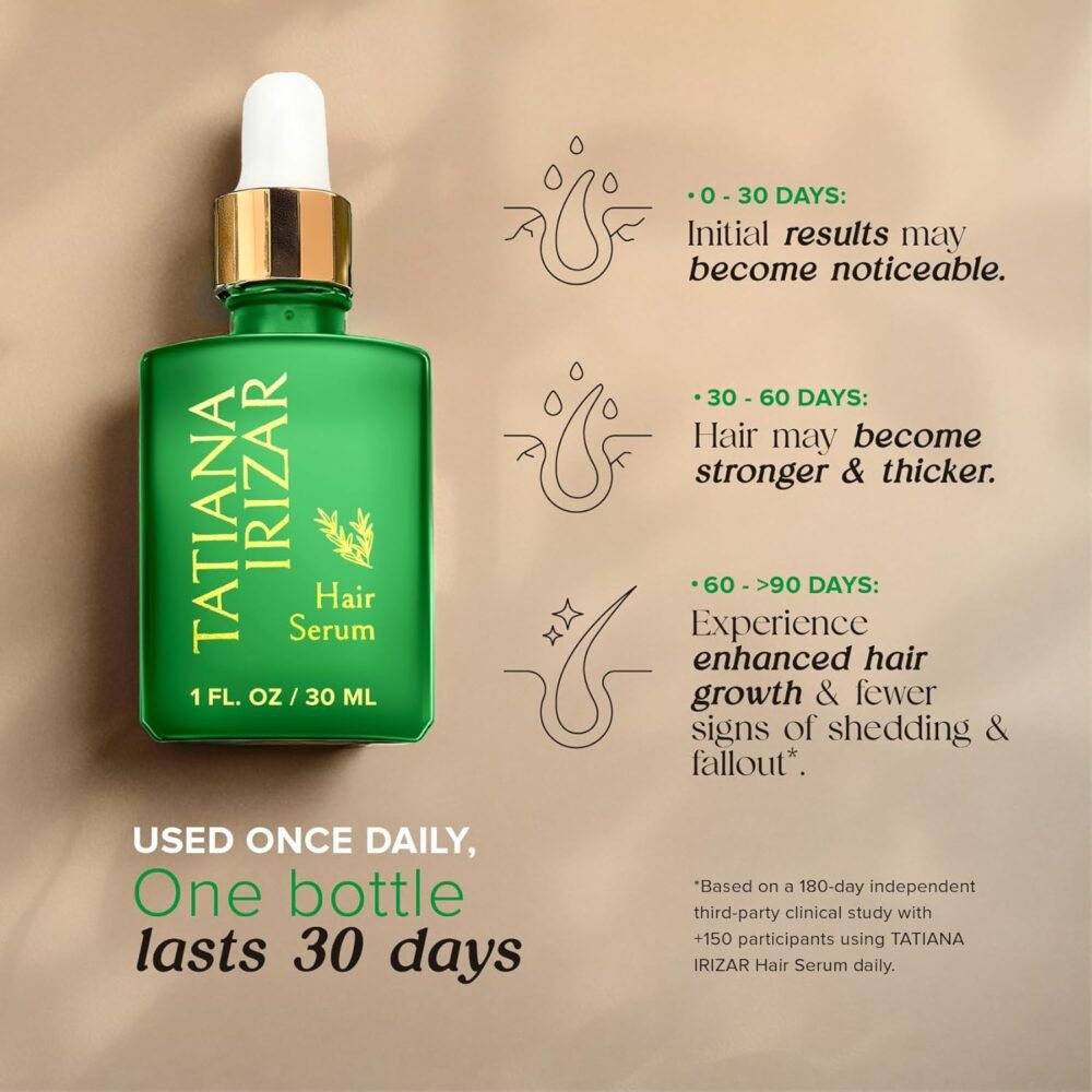 سيروم نمو الشعر للنساء - 3 عبوات من سيروم فروة الرأس لنمو الشعر - غير دهني، يحتوي على إكليل الجبل والأملة - للعناية بالشعر، نباتي - 1 أونصة سائلة لكل عبوة، علاج لتساقط الشعر ونمو الشعر للنساء - الصورة 6