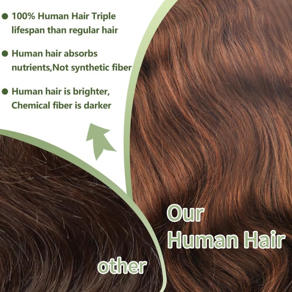 باروكة دانتيل 30 بوصة بني شوكولاتة من شعر طبيعي، 13x6 دانتيل HD مع موجة جسم وكثافة 200%، باروكة لون بني للنساء - الصورة 6