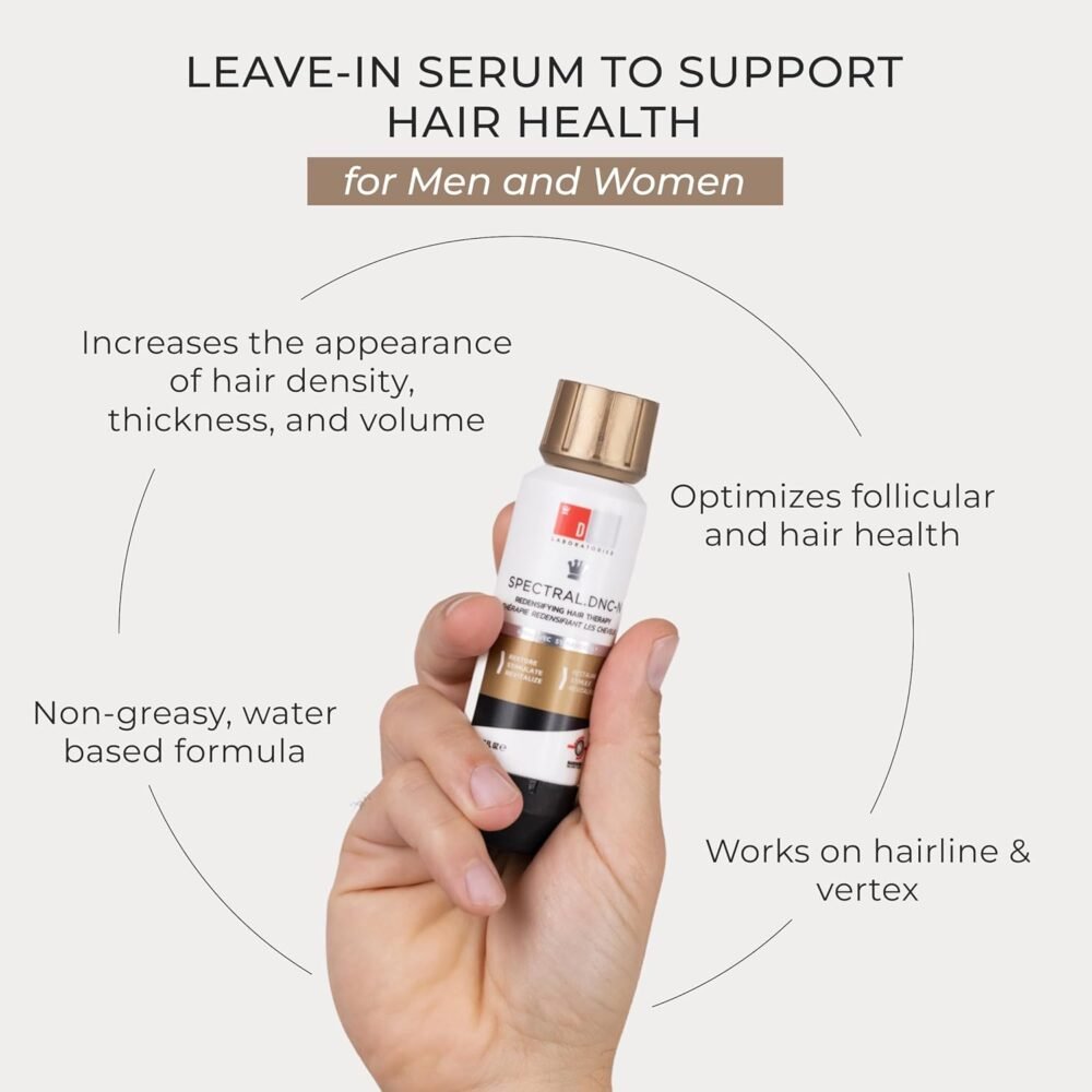 سيروم DS Laboratories Spectral.DNC-N لكثافة الشعر - 6 أونصات سائلة | للرجال والنساء مع 5% نانوكسيديل، كافيين، حمض أزلايكي، ريتينول لنمو الشعر، التكثيف ودعم صحة الفروة - الصورة 2