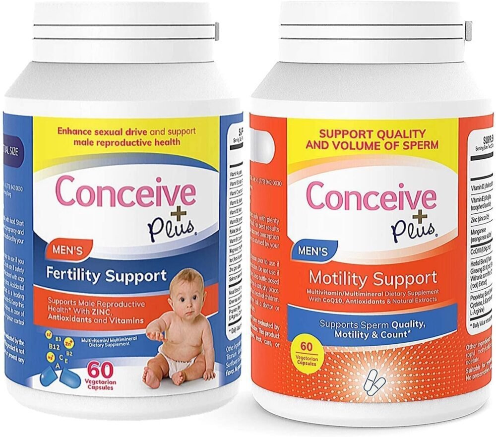 CONCEIVE PLUS | مجموعة خصوبة الرجال – مكمل لدعم حركة الحيوانات المنوية وصحة الخصوبة | 60 كبسولة + مكمل حركة الحيوانات المنوية | 60 كبسولة