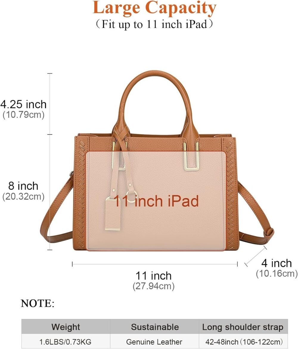 ⁦حقيبة "أوفر إيرث" ساتشيل جلد حقيقي للنساء، حقيبة يد وشماغ كتف⁩ - الصورة ⁦4⁩