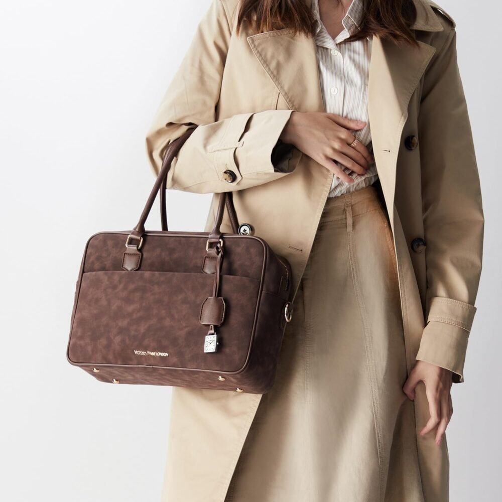 حقيبة "فيكتوريا هايد" للنساء من الجلد مع ساعات مربعة - الصورة 5