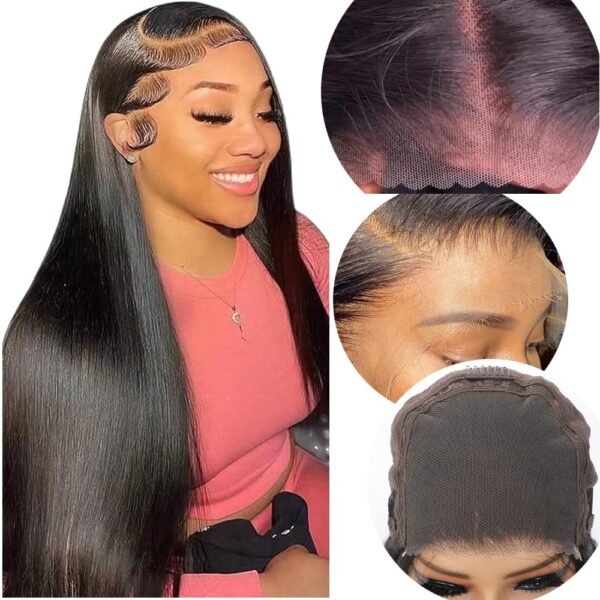 باروكة 26 بوصة شعر بشري خالية من الغراء، جاهزة للاستخدام، تم تصفيفها مسبقًا، دانتيل أمامي HD حقيقي، دانتيل سويسري رقيق للغاية 5x5، شعر برازيلين أصلي، كثافة 180%