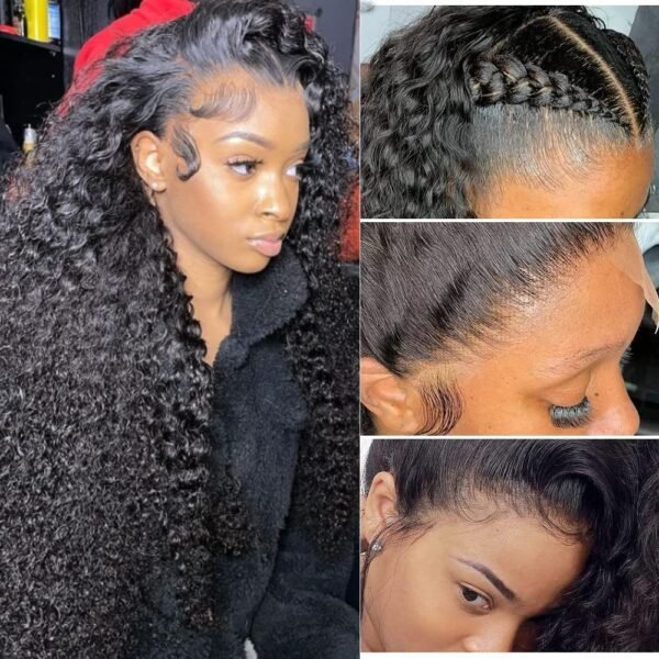 باروكة شعر بشري 24 بوصة، كثافة 250%، 13x6، باروكة شعر بشري كيرلي مع خصلات طفل، بدون غراء، شفافة