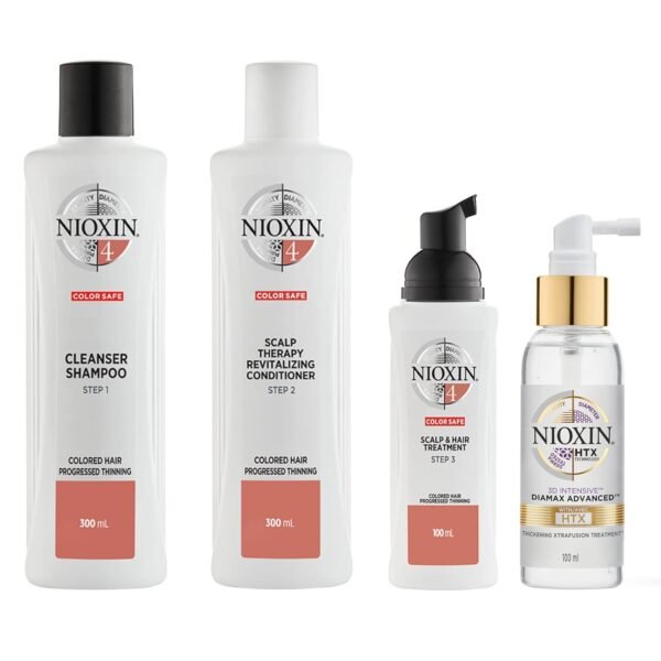 مجموعة Nioxin System Kit 4 - تنظيف، ترطيب وعلاج لفروة الرأس للحصول على شعر أكثر كثافة وقوة (إمداد لمدة 3 أشهر) مع علاج Nioxin Diamax لزيادة كثافة الشعر بشكل فوري