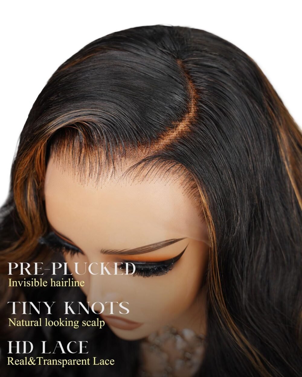 ⁦باروكة شعر بشري Arabella، 22 بوصة، هايلايت أومبري 1B/30، 13x4 رباط، بدون غراء، كثافة 210%، تموجات الجسم، مشذبة مسبقًا، عقد صغيرة حقيقية⁩ - الصورة ⁦4⁩