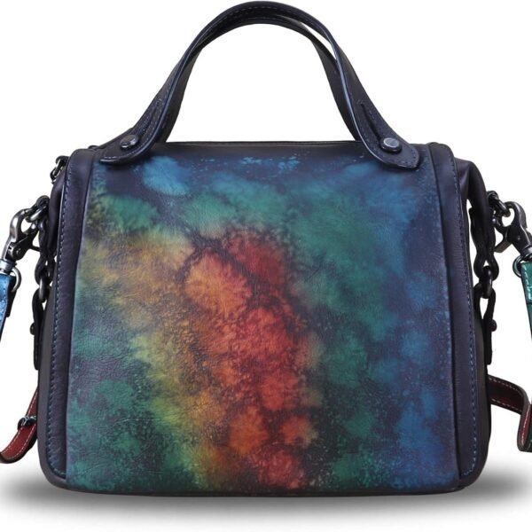 حقيبة ساتشيل جلدية حقيقية للنساء - حقيبة يد عتيقة مصنوعة يدويًا مع مقبض علوي وأكياس كروس بادي مصممة