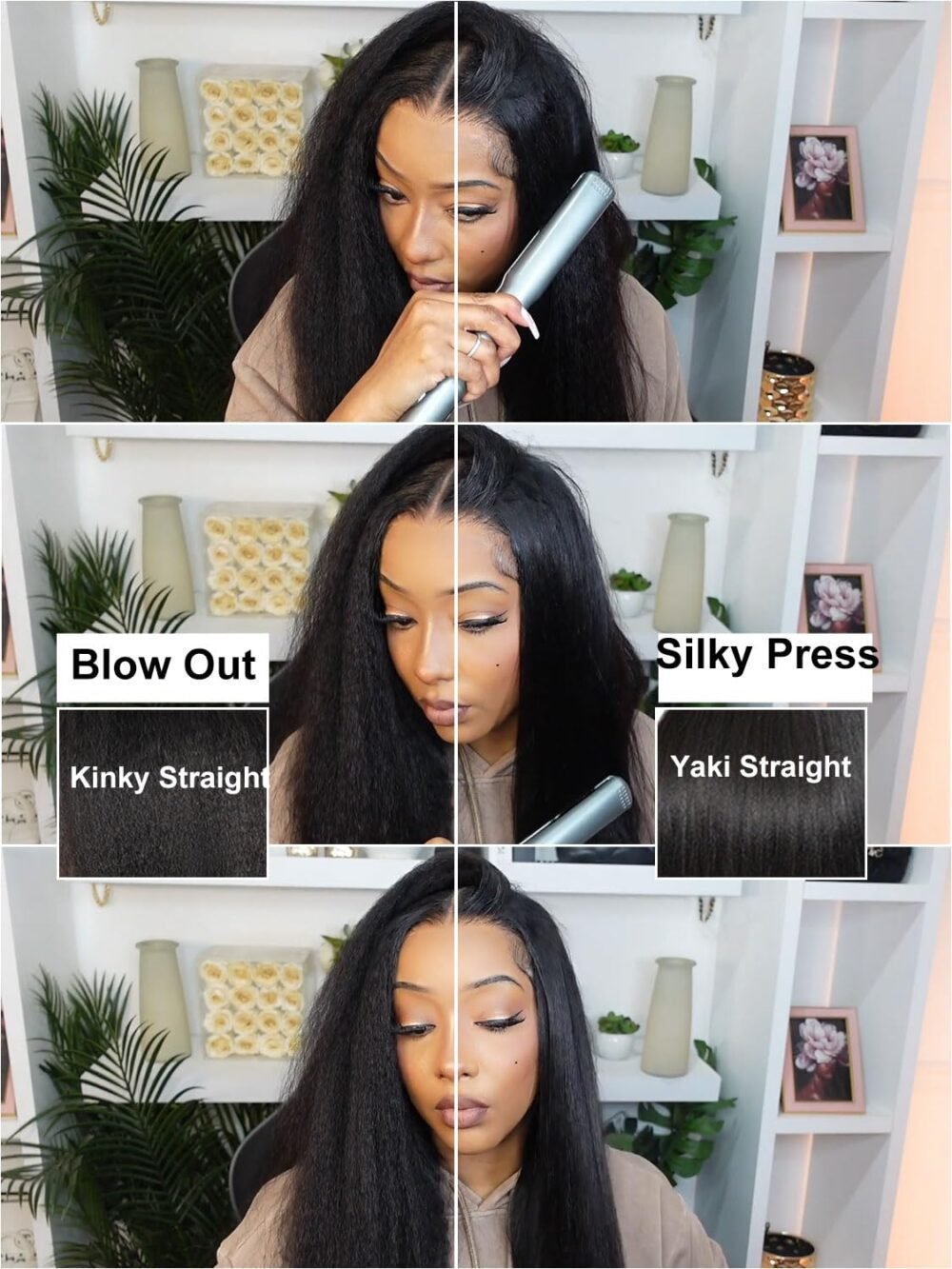 باروكة دانتيل 22 بوصة من شعر طبيعي كيني مستقيم 10x7 دانتيل، مع تقليم مسبق، جاهزة للاستخدام بدون غراء - الصورة 4