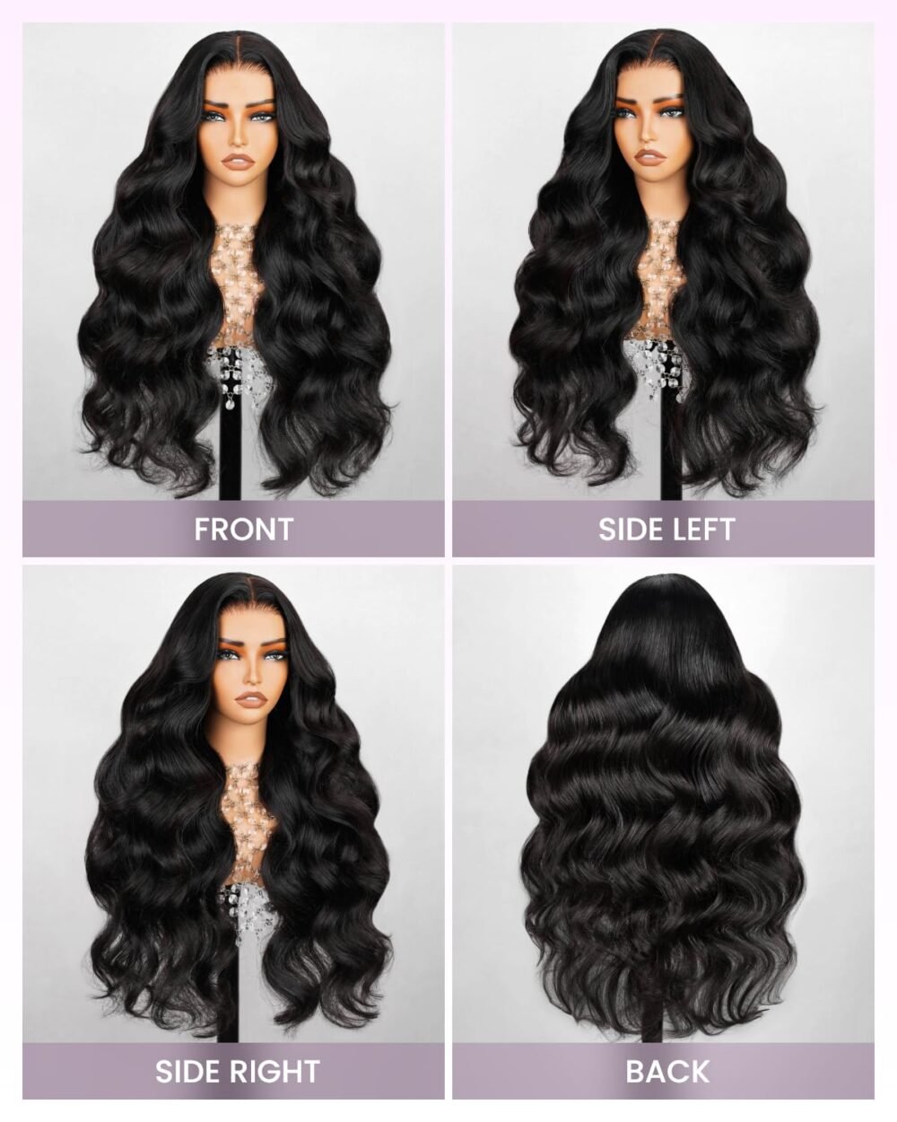 باروكة دانتيل أمامي 6X5 من شعر طبيعي 20 بوصة، موجة الجسم الفضفاضة، كثافة 230% - الصورة 2