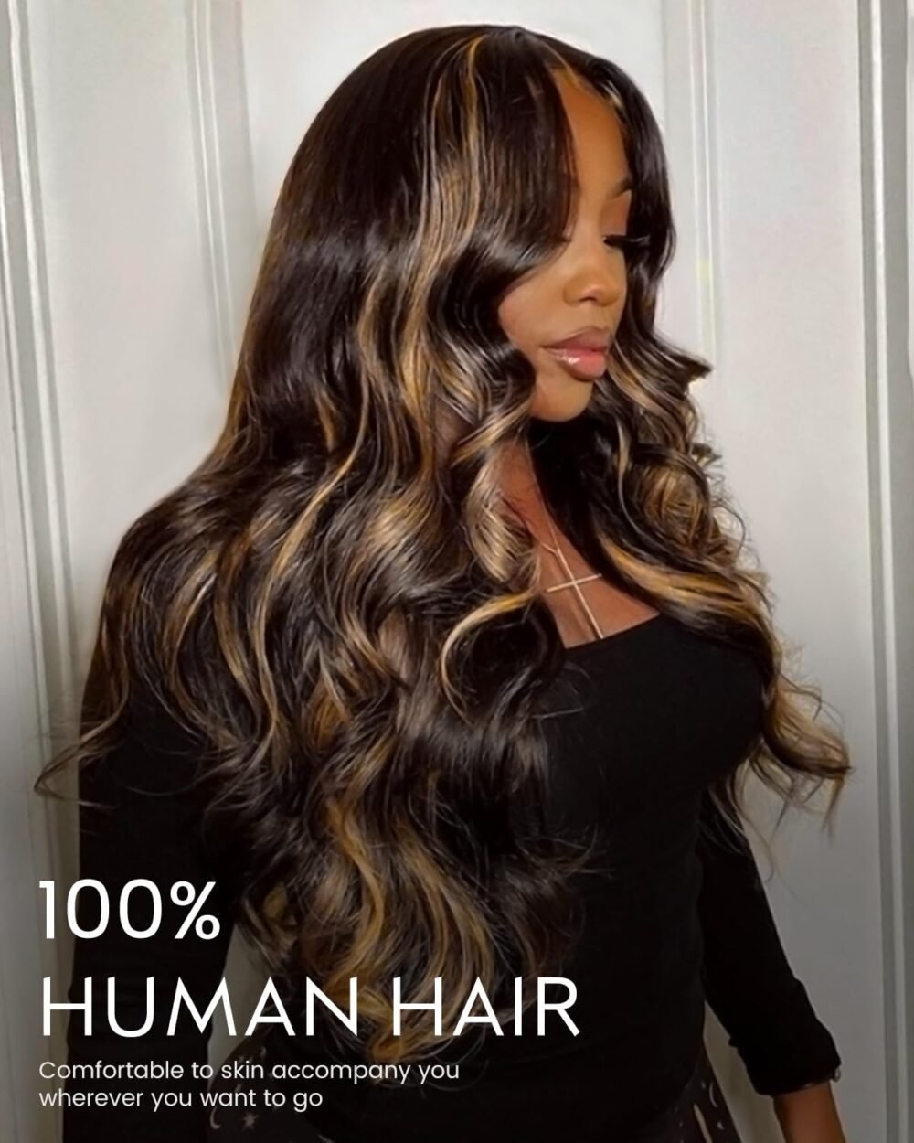 باروكة Arabella 5x6 جاهزة للاستخدام – شعر طبيعي 1B/27 هايلايت مع دانتيل HD 22 بوصة - الصورة 2