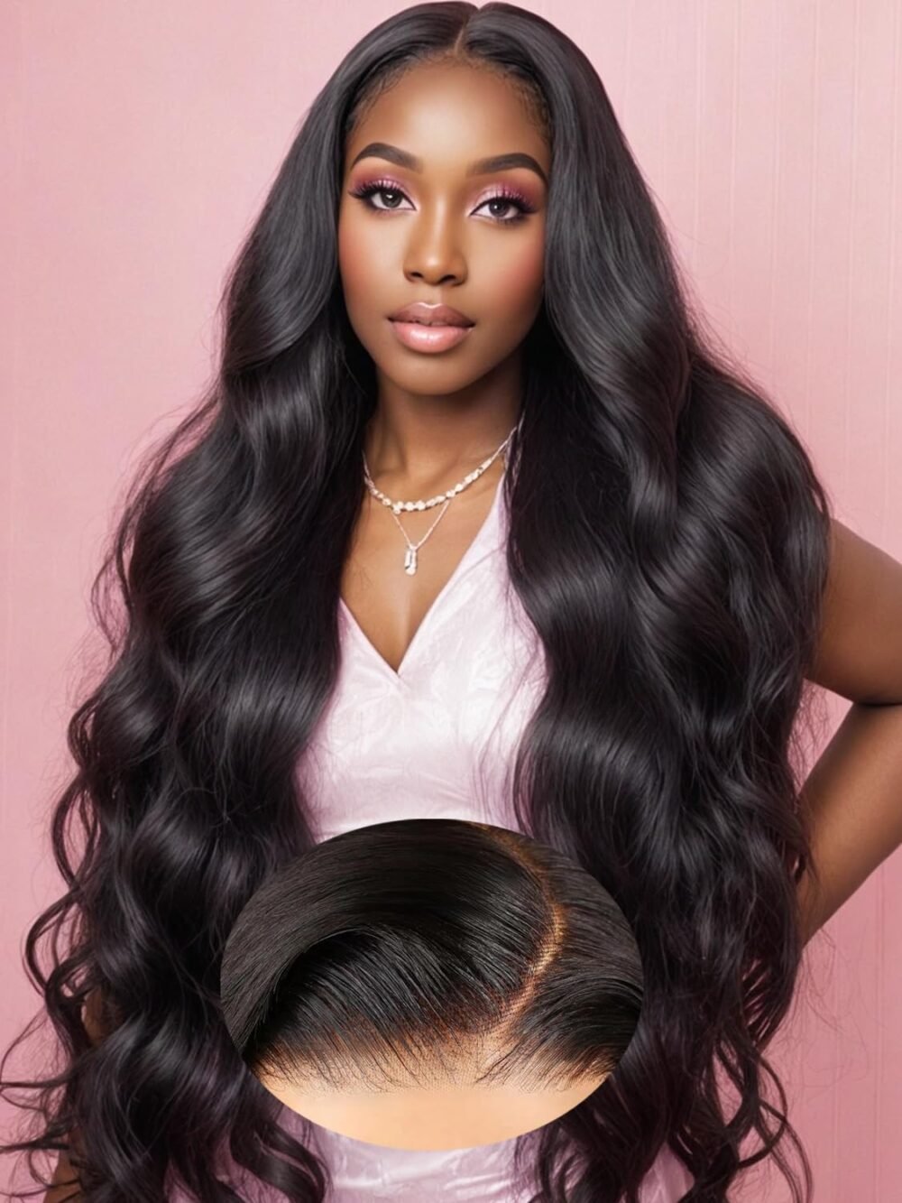 باروكة دانتيل أمامي بطول 28 بوصة، شعر بشري بتسريحة موجة الجسم، 6x4 دانتيل إغلاق، شعر بشري مع خصلات غير مرئية، بدون غراء، تم تصفيفه مسبقًا، كثافة 200%