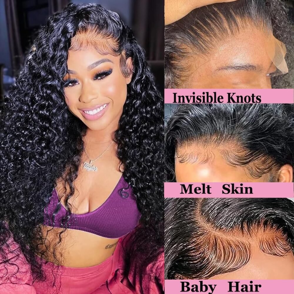 باروكة شعر طبيعي مموج بتقنية Hidden Strap – تصميم 360 Glueless، طول 26 بوصة، كثافة 180% ودانتيل شفاف HD - الصورة 5