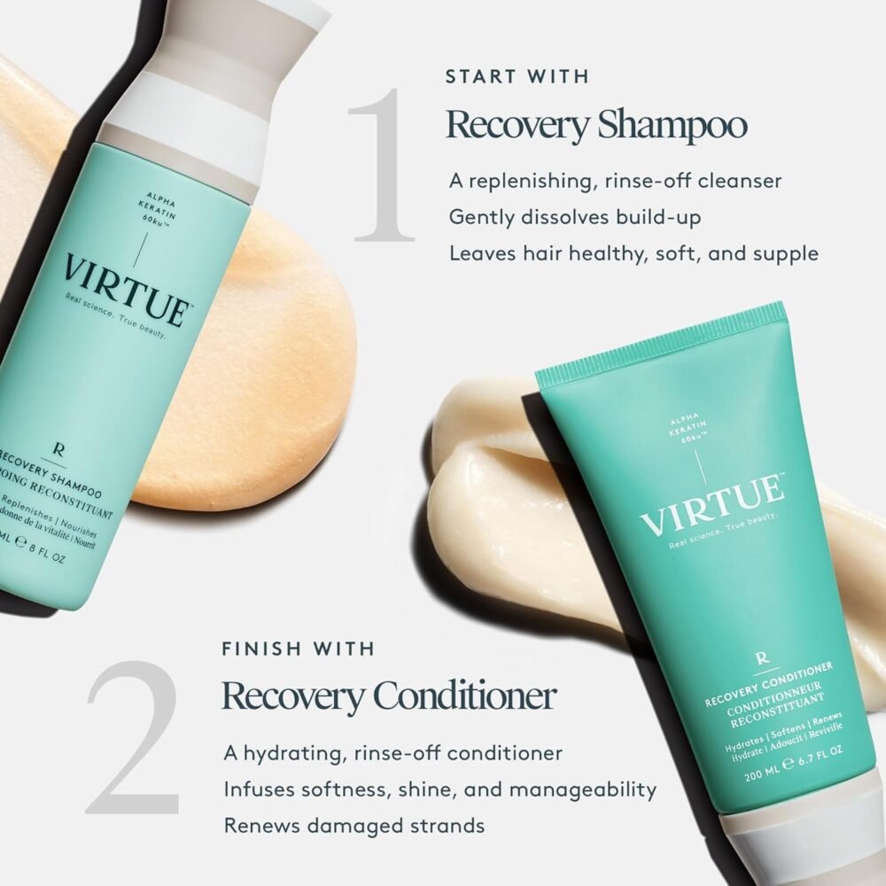 شامبو Virtue Recovery خالي من الكبريتات مع الكيراتين وزيت بذور باوباب للشعر التالف، آمن للشعر المصبوغ - الصورة 4