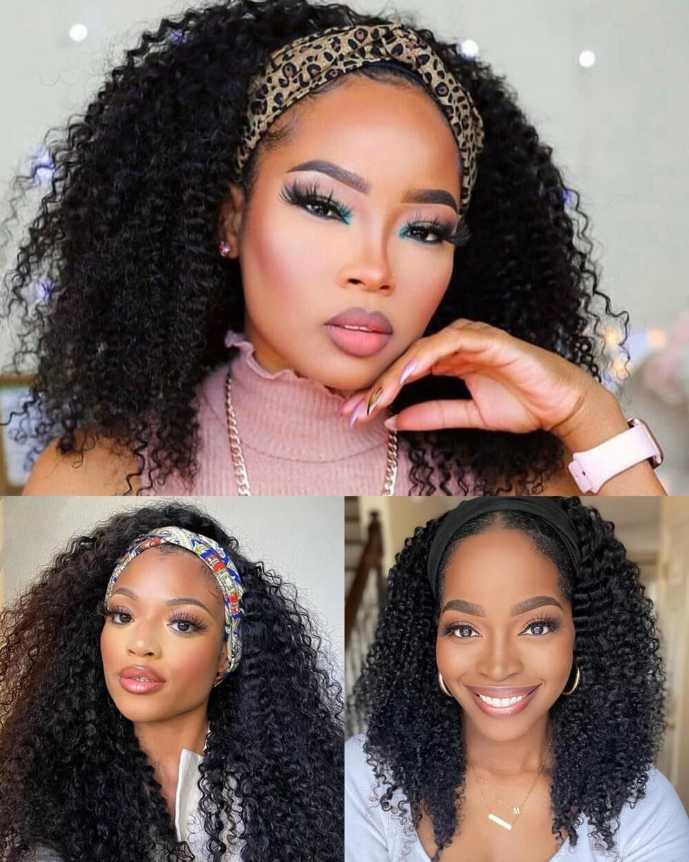 ⁦باروكة Vshow كيرلي كينيكي مع رباط رأس - شعر بشري 100%، 24 بوصة، كثافة 180%، شعر برازيلية طبيعي، بدون غراء⁩ - الصورة ⁦6⁩