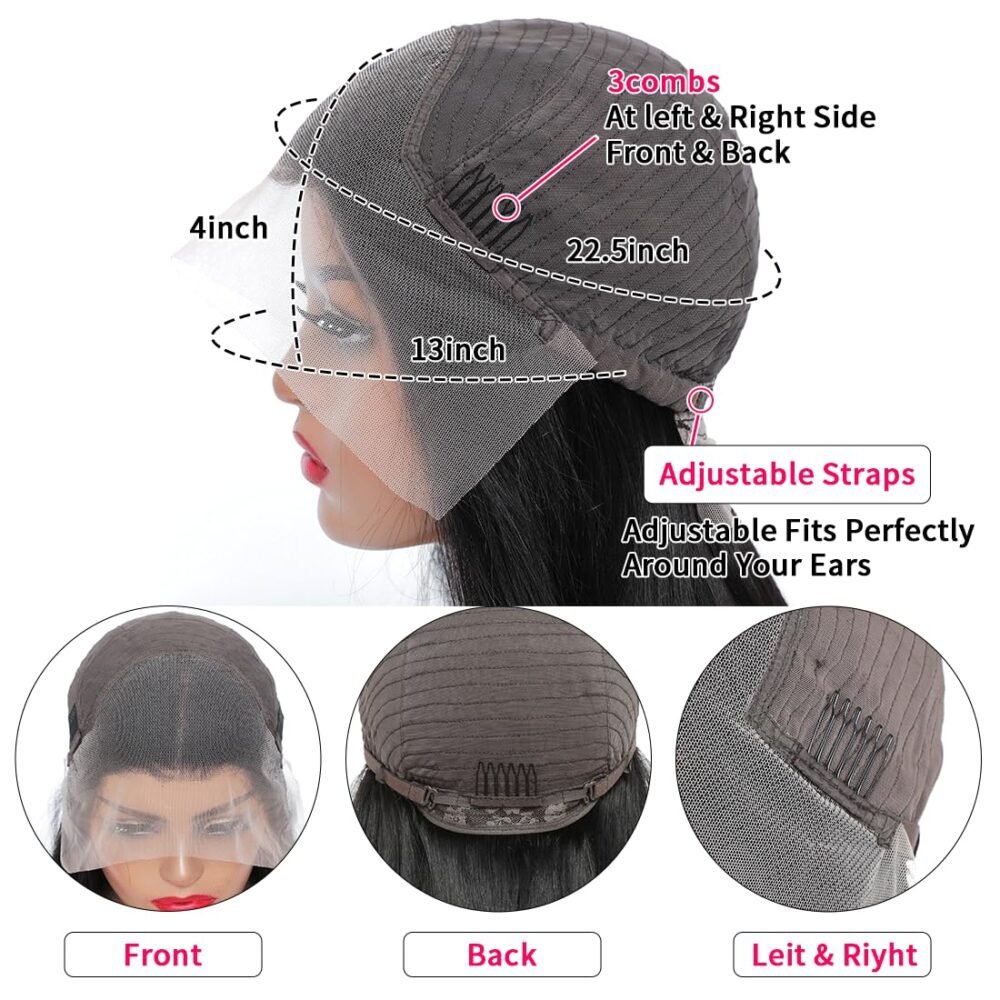 باروكة شعر بشري ديب ويف، 38 بوصة، 13x4 رباط أمامي HD، تموجات عميقة، كثافة 200%، شعر مجعد، رباط أمامي شفاف، بدون غراء - الصورة 6