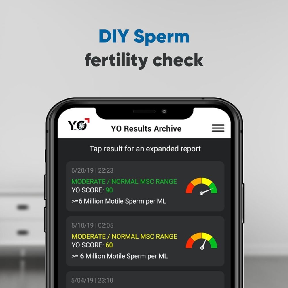 ⁦YO Home Sperm Test | اختبار خصوبة منزلي للرجال | تحقق من تركيز الحيوانات المنوية المتحركة بدقة 97% | نتائج سريعة باستخدام هاتفك الذكي | يتضمن 6 اختبارات | خاص، مريح، وسهل الاستخدام⁩ - الصورة ⁦2⁩