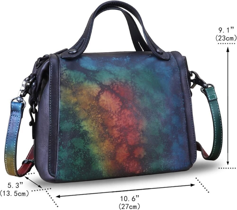 حقيبة ساتشيل جلدية حقيقية للنساء - حقيبة يد عتيقة مصنوعة يدويًا مع مقبض علوي وأكياس كروس بادي مصممة - الصورة 5