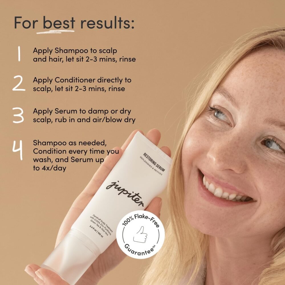مجموعة الشامبو والبلسم والسيروم ضد القشرة من جوبتر - للعناية بفروة الرأس الجافة، الحكة، الدهنية، والقشرية (خالية من الكبريتات) - الصورة 5