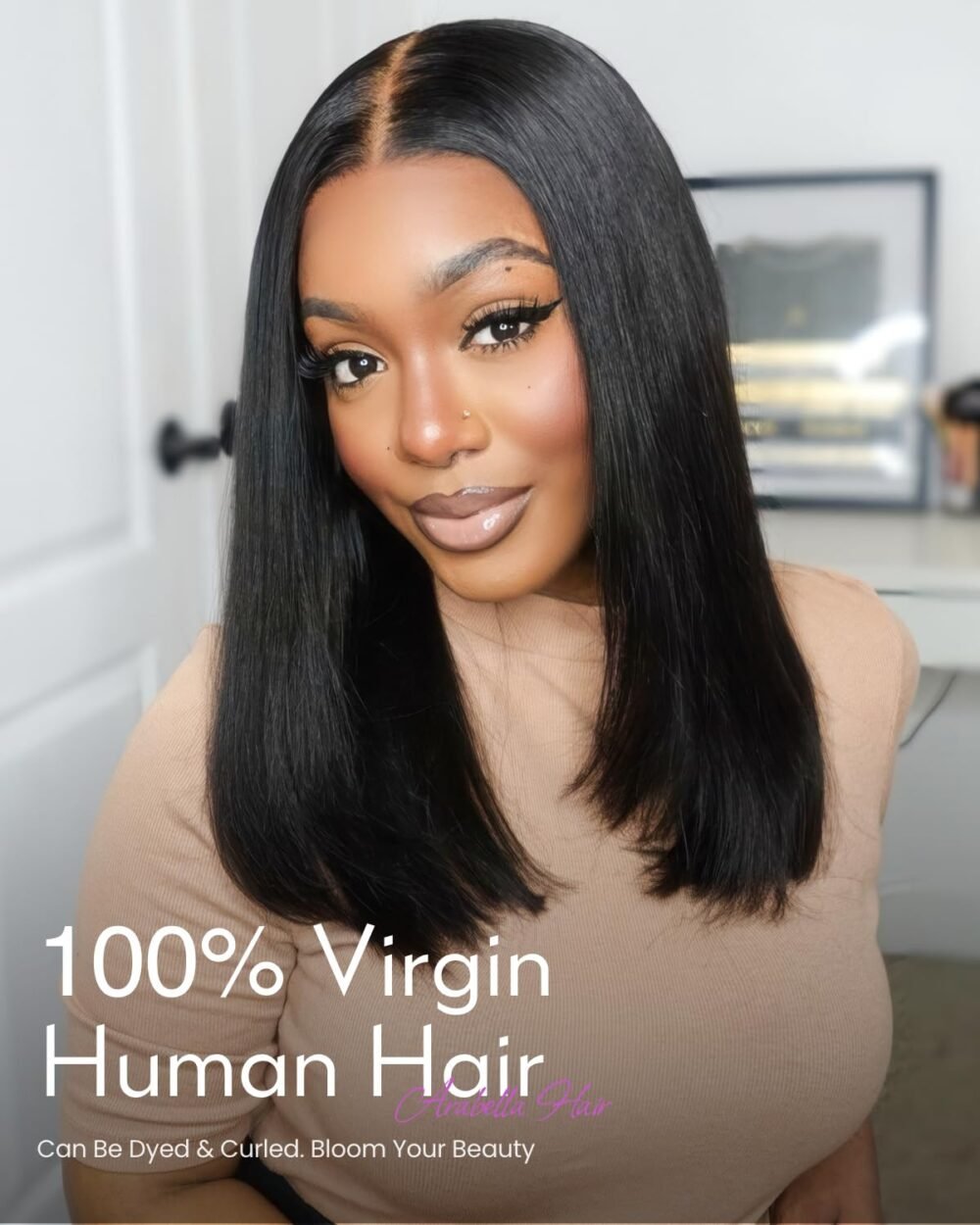 باروكة اربيلّا 5x6 بدون غراء، شعر بشري، تم تمشيطها مسبقًا، كثافة 230%، باروكة بشعر بشري 100%، تم تمشيطها مسبقًا، عقد مبيّضة، باروكة مستقيمة (18 إنش، باروكة مستقيمة 5x6) - الصورة 6