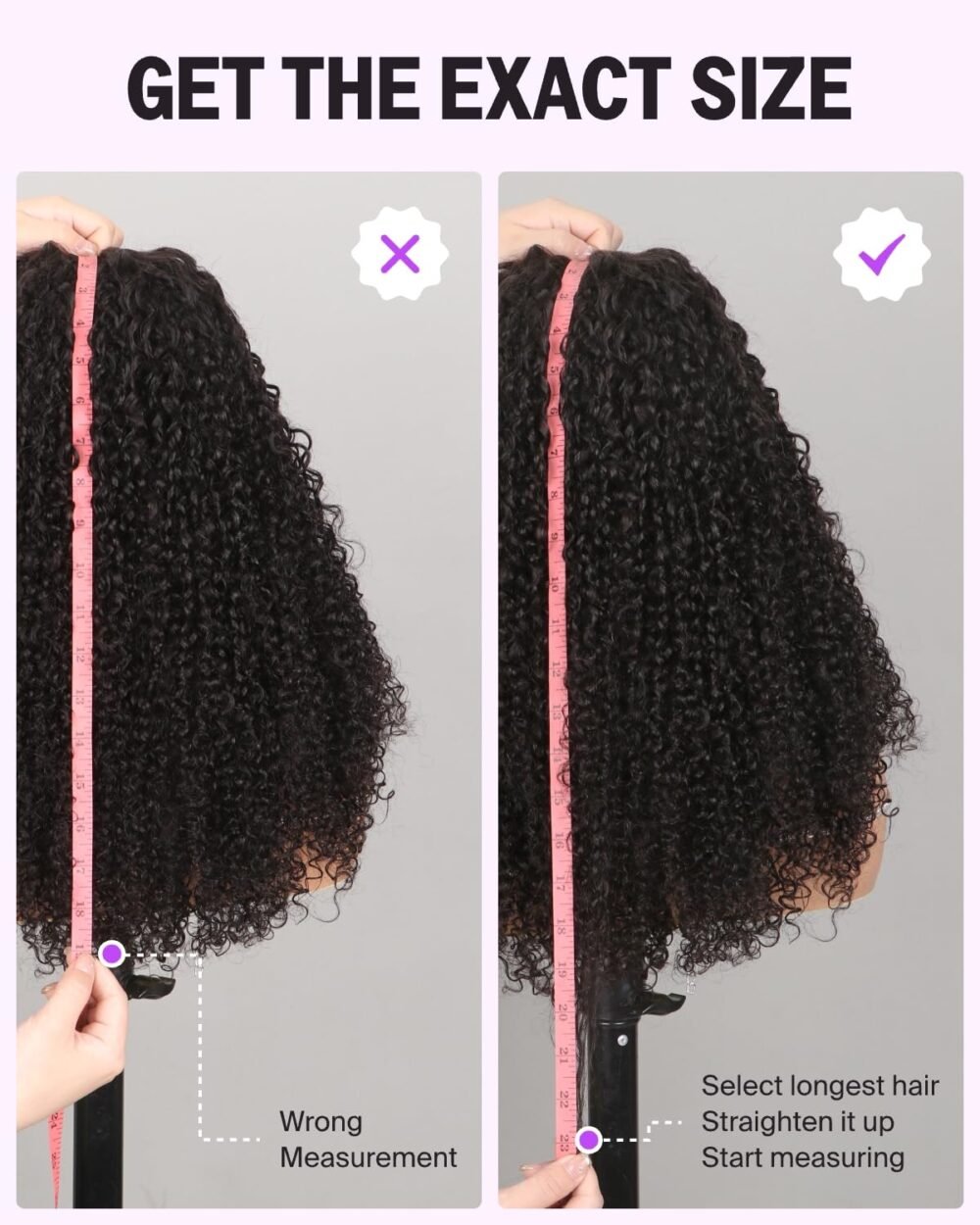 باروكة شعر بشري MEGALOOK كيرلي كثيف 250% كثافة، جاهزة للاستخدام بدون غراء، رباط 6x6، مشذّبة مسبقًا، 18 بوصة - الصورة 6