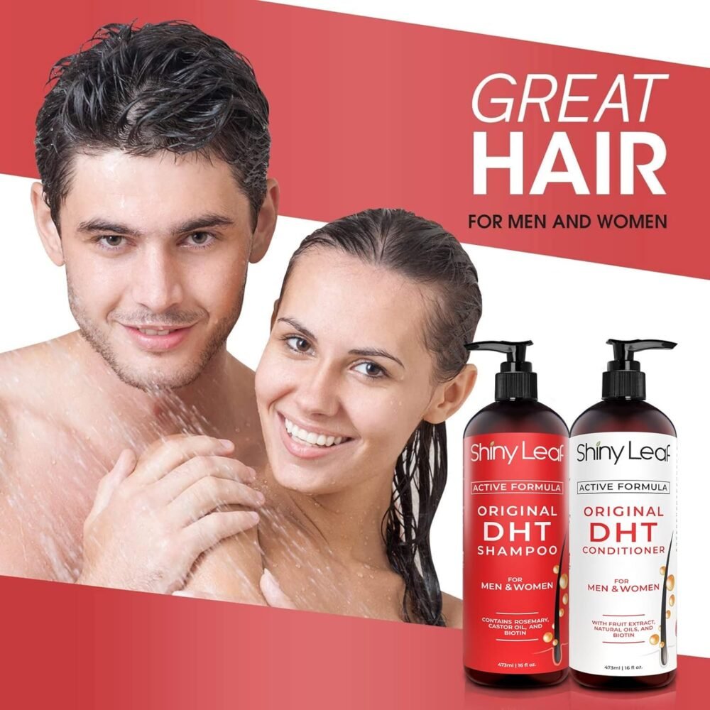 شامبو وبلسم مانع لـ DHT لعلاج تساقط الشعر مع البيوتين للرجال والنساء، يحتوي على زيت إكليل الجبل ومستخلصات الهليون للشعر الرفيع - الصورة 5