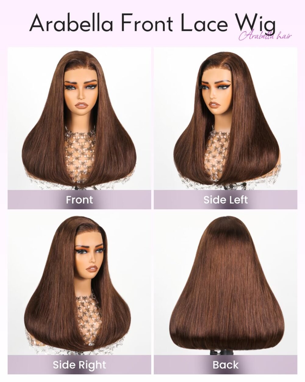 باروكة شعر طبيعي Arabella 5x6 جاهزة للاستخدام - 280% كثافة مع دانتيل HD 12A بني فاتح 18 بوصة - الصورة 3