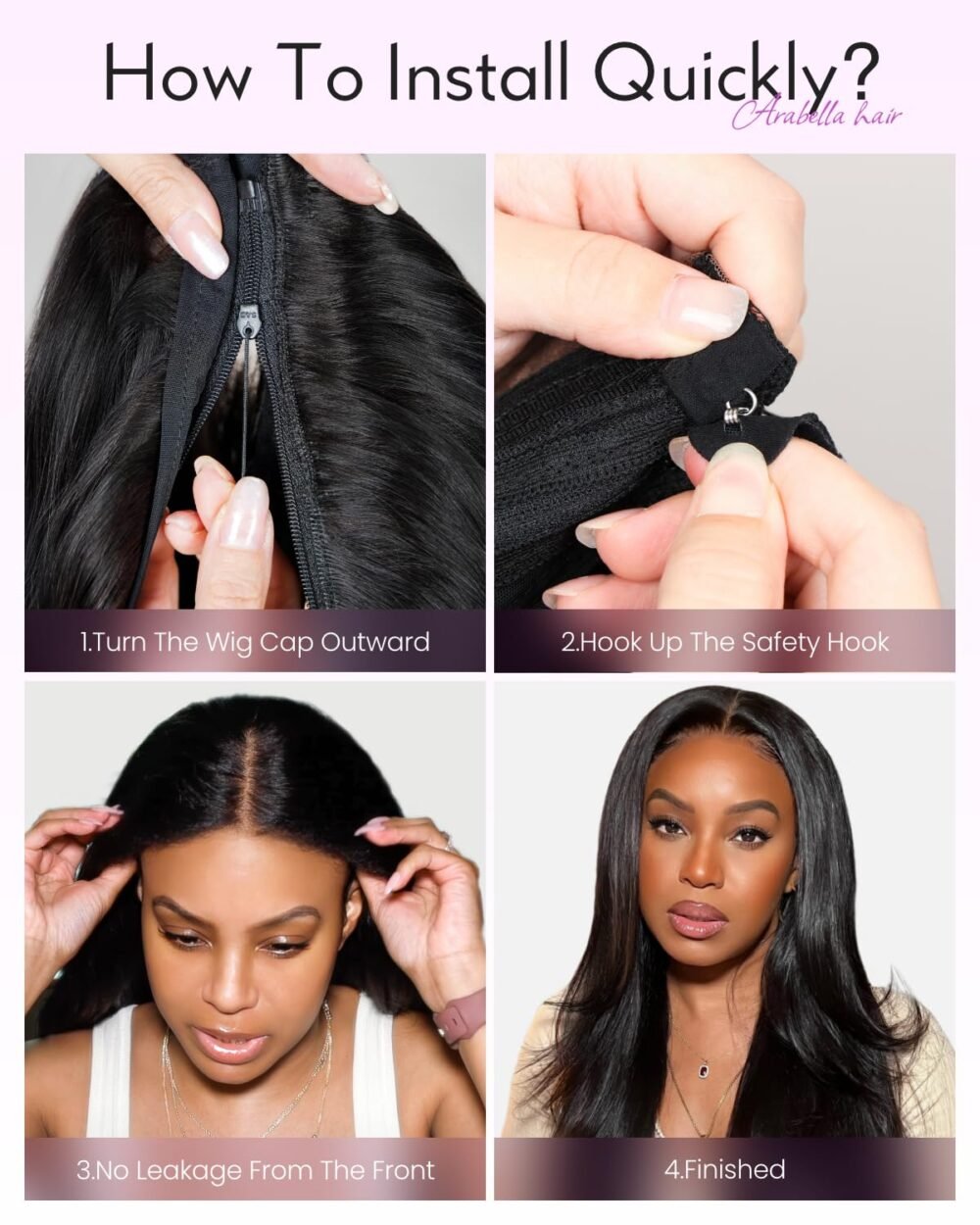 ⁦باروكة شعر طبيعي Arabella بخط أمامي HD 6x6 - بدون غراء، مشذبة مسبقًا، بكثافة 220%، لون 1B/30، شعر مستقيم⁩ - الصورة ⁦4⁩