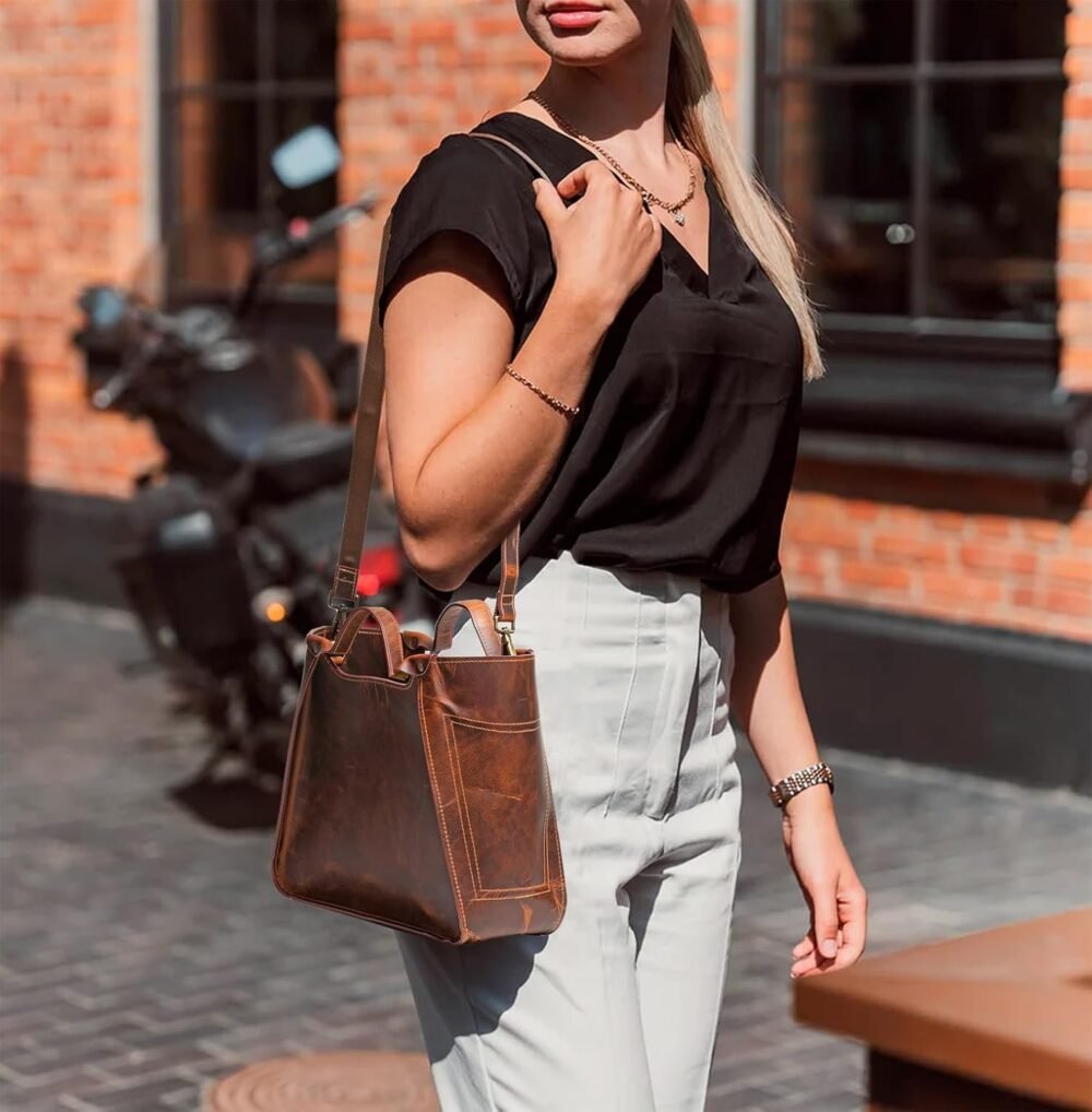 حقيبة توت نسائية من الجلد الكامل الفاخر - الصورة 4